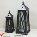 2 Set Antique Cast Wood Candle Lantern